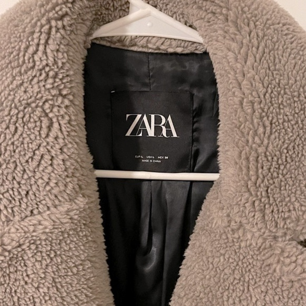 Zara Gray Teddy Sherpa Coat - Picture 4 of 7